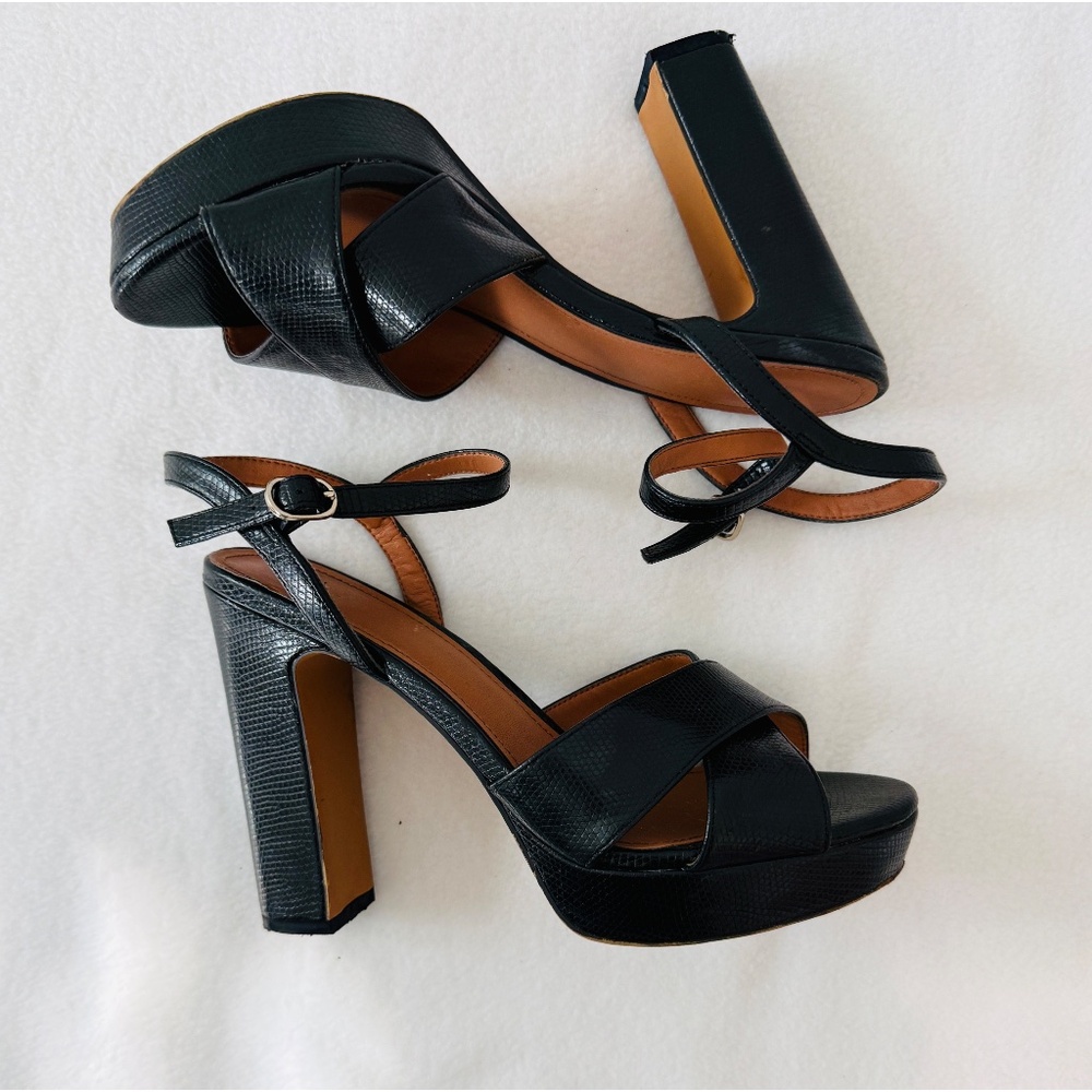 H&M Black Platform Block Heel Sandals